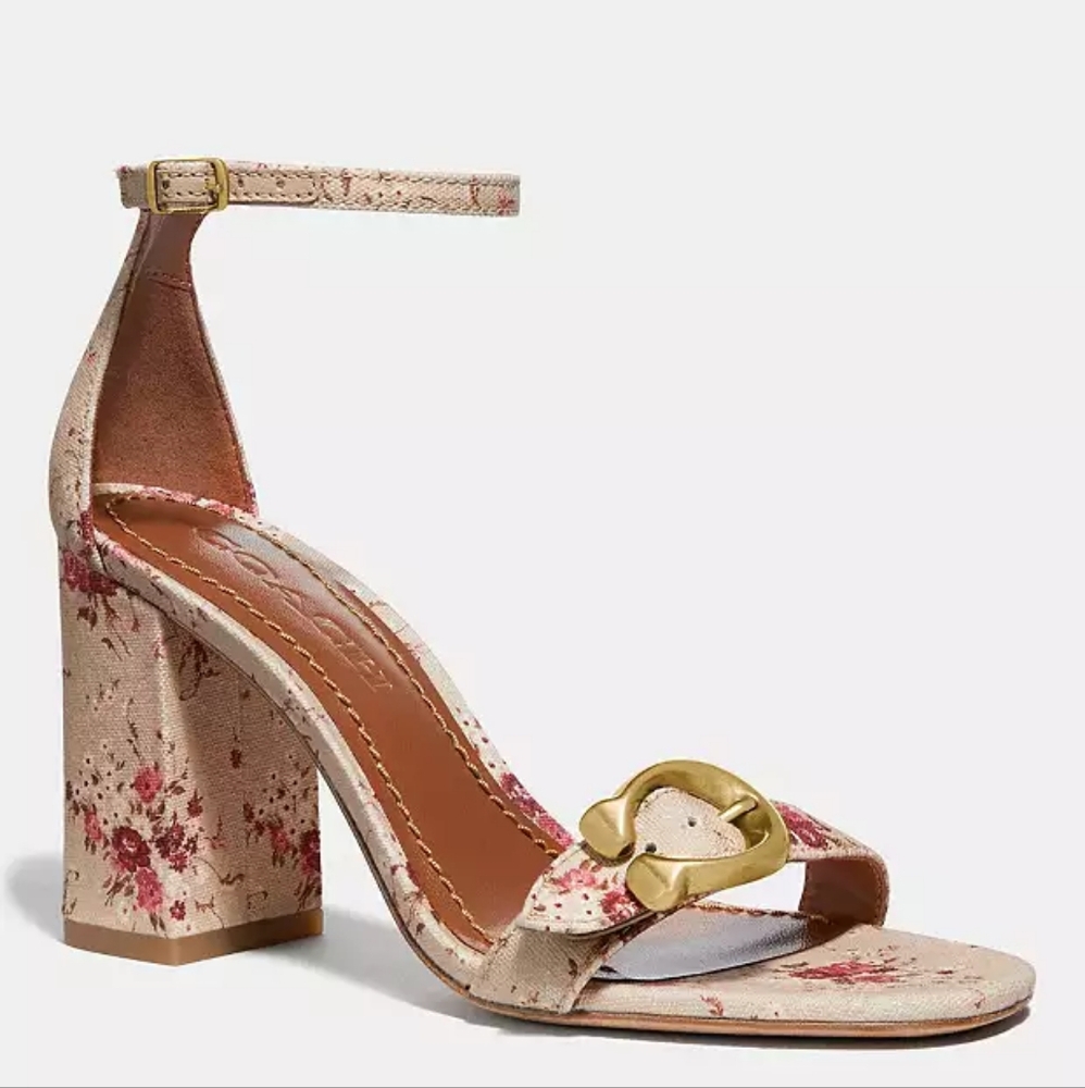 Coach Maya Floral Strappy Block Heels. New In Box